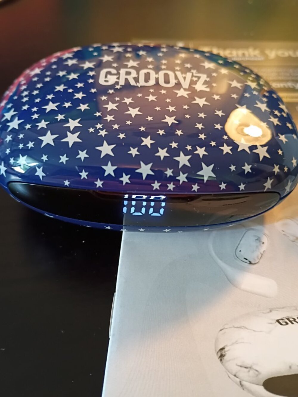 Groovz Navy Stars Plus Open Ear True Wireless Headphones with Charging Case - Picture 3 of 7